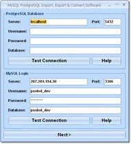 MySQL PostgreSQL Import, Export & Convert Software screenshot